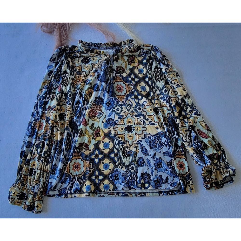 Cupio Blusa Floral Print - Multi/azul Size XL NWT